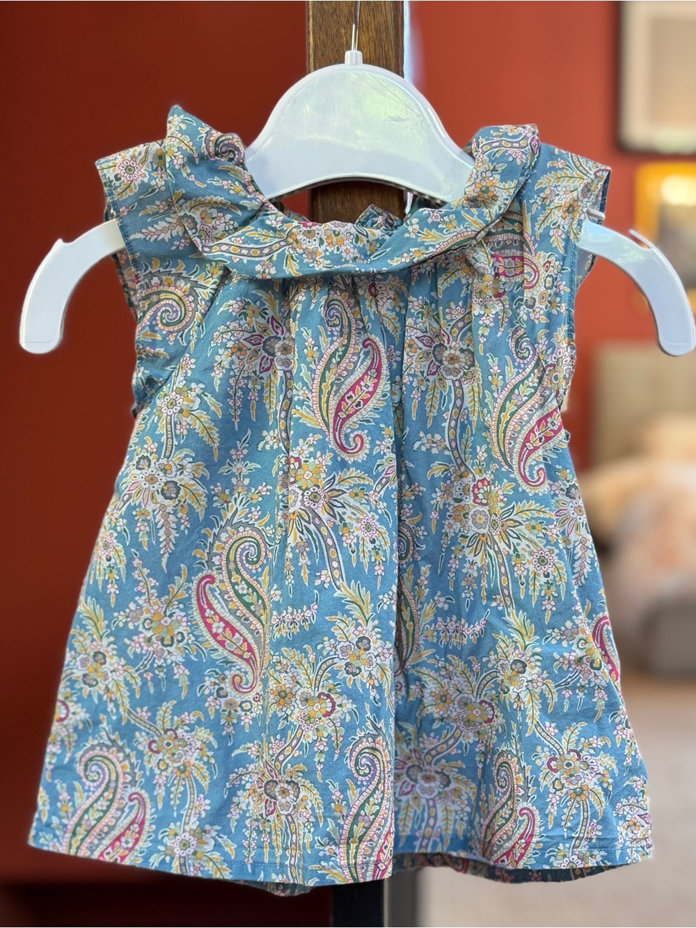 Bonpoint blue floral shirt ~ Sz 18 Mos